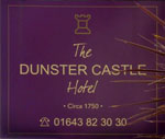 The pub sign. The Dunster Castle Hotel, Dunster, Somerset