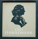 The pub sign. The Old Haberdasher, New Cross, Greater London