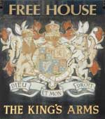 The pub sign. The Kings Arms, Hitchin, Hertfordshire