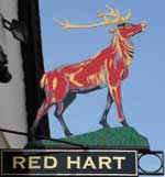 The pub sign. Kite at the Red Hart (formerly Red Hart), Hitchin, Hertfordshire