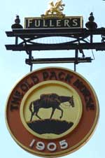 The pub sign. The Old Pack Horse, Chiswick, Greater London