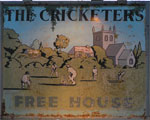 The pub sign. Cricketers, Shroton, Dorset