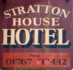 The pub sign. Stratton House Hotel, Biggleswade, Bedfordshire