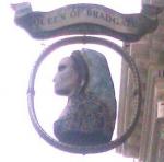 The pub sign. Queen of Bradgate, Leicester, Leicestershire