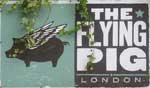 The pub sign. Aneto (formerly The Flying Pig), East Dulwich, Greater London