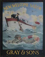 The pub sign. The New Welcome Sailor, Burnham-on-Crouch, Essex