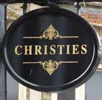 The pub sign. Christies, Harrogate, North Yorkshire