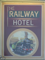 The pub sign. The Railway Hotel, Appledore, Kent