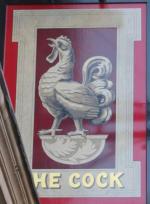 The pub sign. The Cock, Fitzrovia, Central London