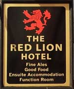 The pub sign. The Red Lion Hotel, Wirksworth, Derbyshire