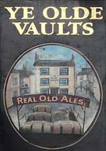 The pub sign. Ye Olde Vaults, Ashbourne, Derbyshire