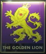 The pub sign. Golden Lion, Fareham, Hampshire