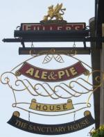 The pub sign. Sanctuary House Hotel, Westminster, Central London