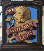The pub sign. The Golden Lion, Westminster, Central London