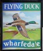 The pub sign. Flying Duck, Ilkley, West Yorkshire