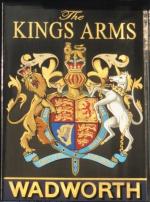 The pub sign. Kings Arms, Melksham, Wiltshire