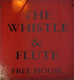 The pub sign. Whistle & Flute, Biggleswade, Bedfordshire