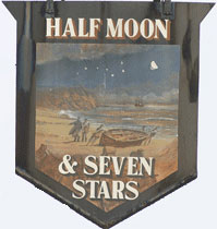 The pub sign. Half Moon & Seven Stars, Preston, Kent