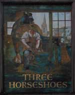 The pub sign. The Three Horseshoes, Bradford-on-Avon, Wiltshire