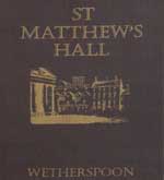 The pub sign. St Matthew’s Hall, Walsall, West Midlands