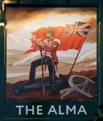 The pub sign. Alma, Cambridge, Cambridgeshire