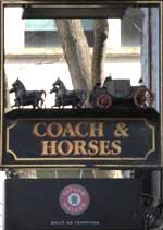 The pub sign. Coach & Horses (Bruton St.), Mayfair, Central London