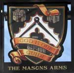 The pub sign. Masons Arms, Mayfair, Central London