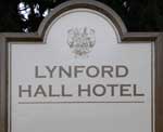 The pub sign. Lynford Hall Hotel, Mundford, Norfolk