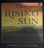 The pub sign. Rising Sun, Beltinge, Kent