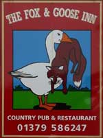 The pub sign. Fox & Goose Inn, Fressingfield, Suffolk