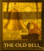The pub sign. Old Bell, Shrewsbury, Shropshire