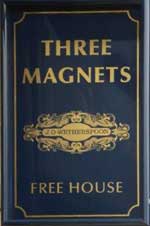 The pub sign. The Three Magnets, Letchworth Garden City, Hertfordshire