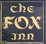 The pub sign. The Fox Inn, Corfe Castle, Dorset