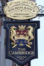 The pub sign. The Cambridge, Leicester Square, Central London