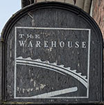 The pub sign. Telford's Warehouse, Chester, Cheshire