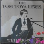 The pub sign. The Tom Toya Lewis, Newport, Gwent