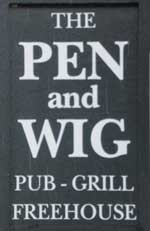 The pub sign. The Pen and Wig, Newport, Gwent