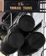 The pub sign. Three Tuns, Uxbridge, Greater London