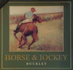 The pub sign. Horse & Jockey, Buckley, Flintshire