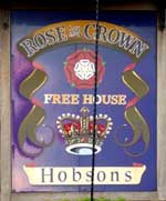 The pub sign. Rose and Crown, Burford, Shropshire