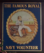 The pub sign. The Famous Royal Navy Volunteer, Bristol, Avon