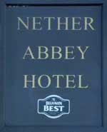 The pub sign. Nether Abbey Hotel, North Berwick, East Lothian