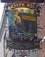 The pub sign. The Crown & Anchor, Manchester, Greater Manchester