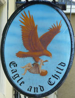 The pub sign. Eagle & Child, Oxford, Oxfordshire