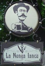 The pub sign. La Nenea Iancu, Bucharest, Romania