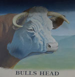 The pub sign. The Bull's Head, Ashford-in-the-Water, Derbyshire