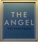 The pub sign. The Angel, Islington, Central London