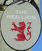 The pub sign. Red Lion, Barnes, Greater London
