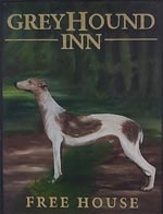 The pub sign. Greyhound Inn, Wilton, Wiltshire