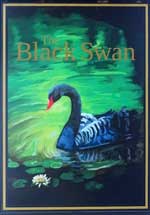 The pub sign. Black Swan, Shepshed, Leicestershire